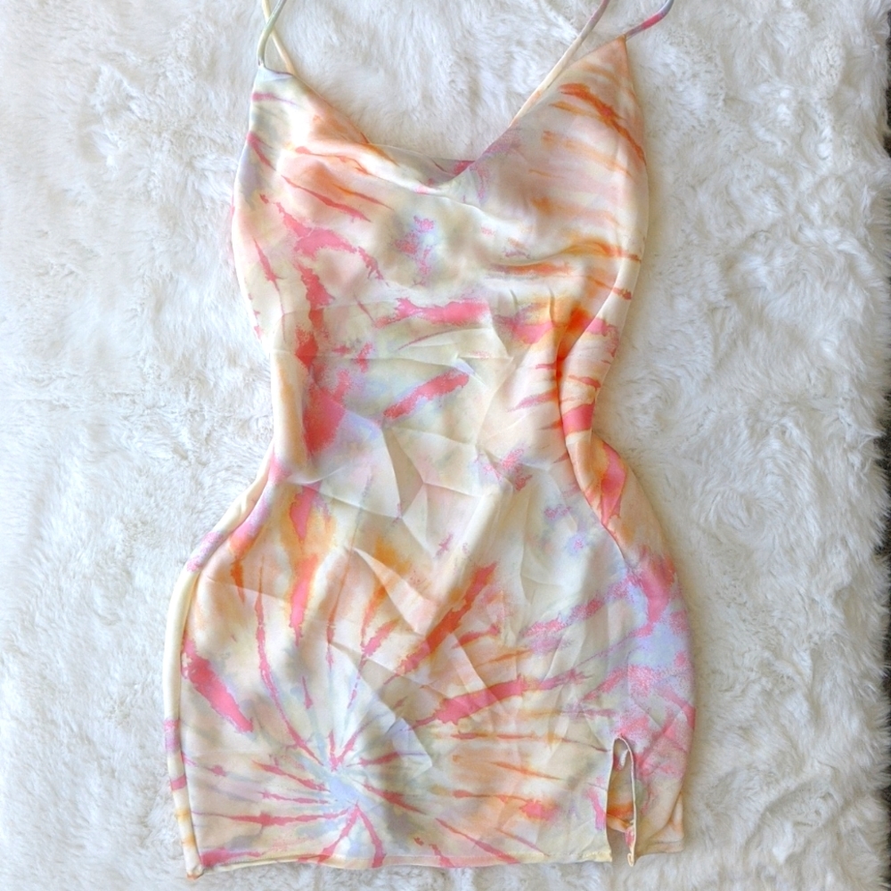Rue21 Satin Pastel Tie Dye Slip Dress Size S